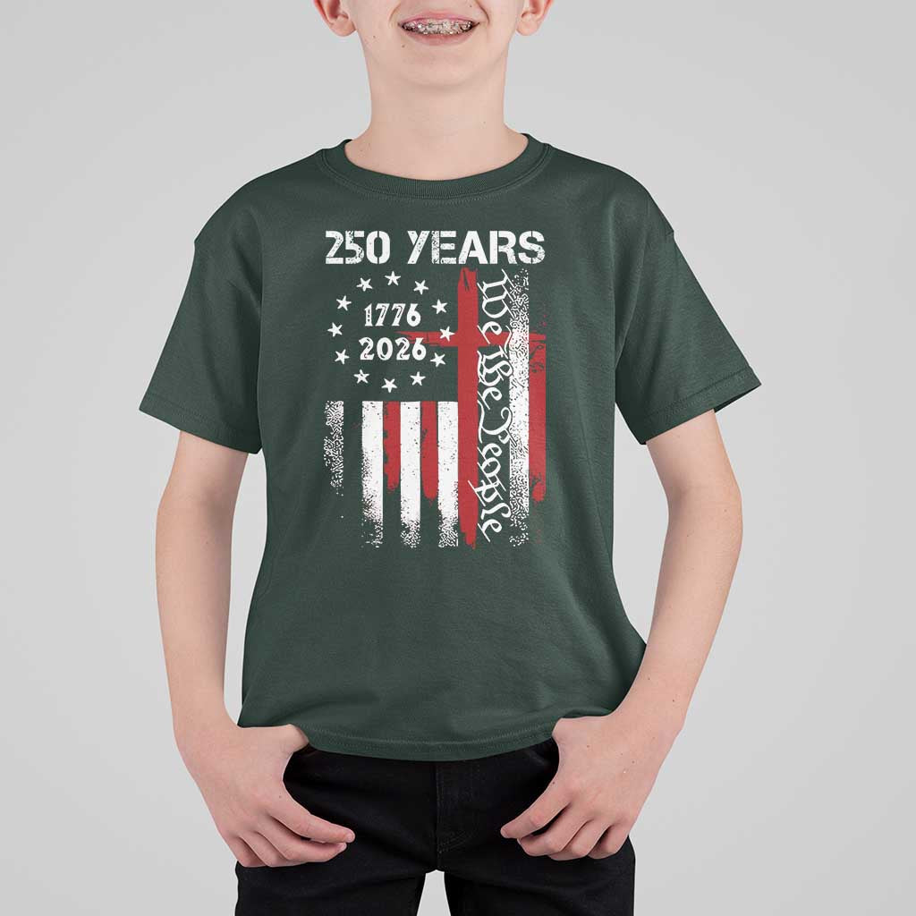 250 Years America Anniversary Christian USA Flag T Shirt For Kid