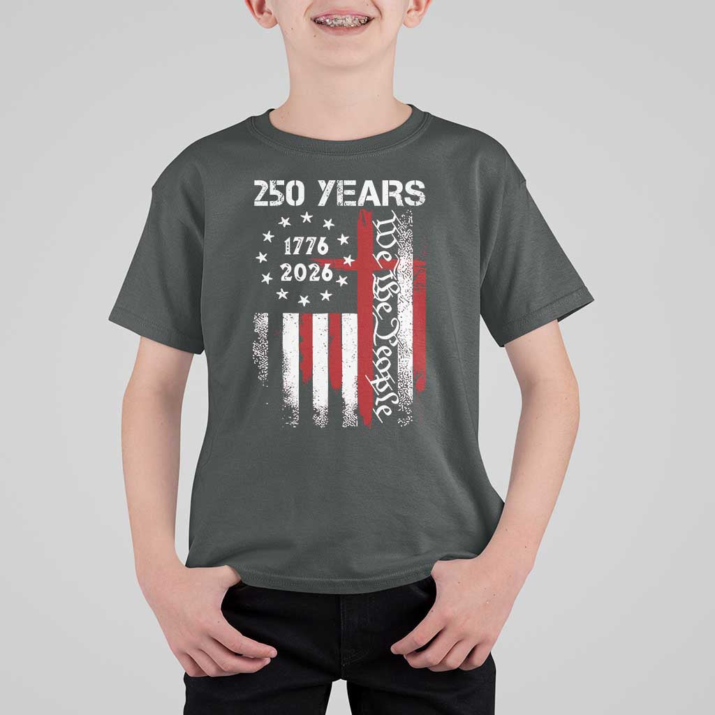 250 Years America Anniversary Christian USA Flag T Shirt For Kid