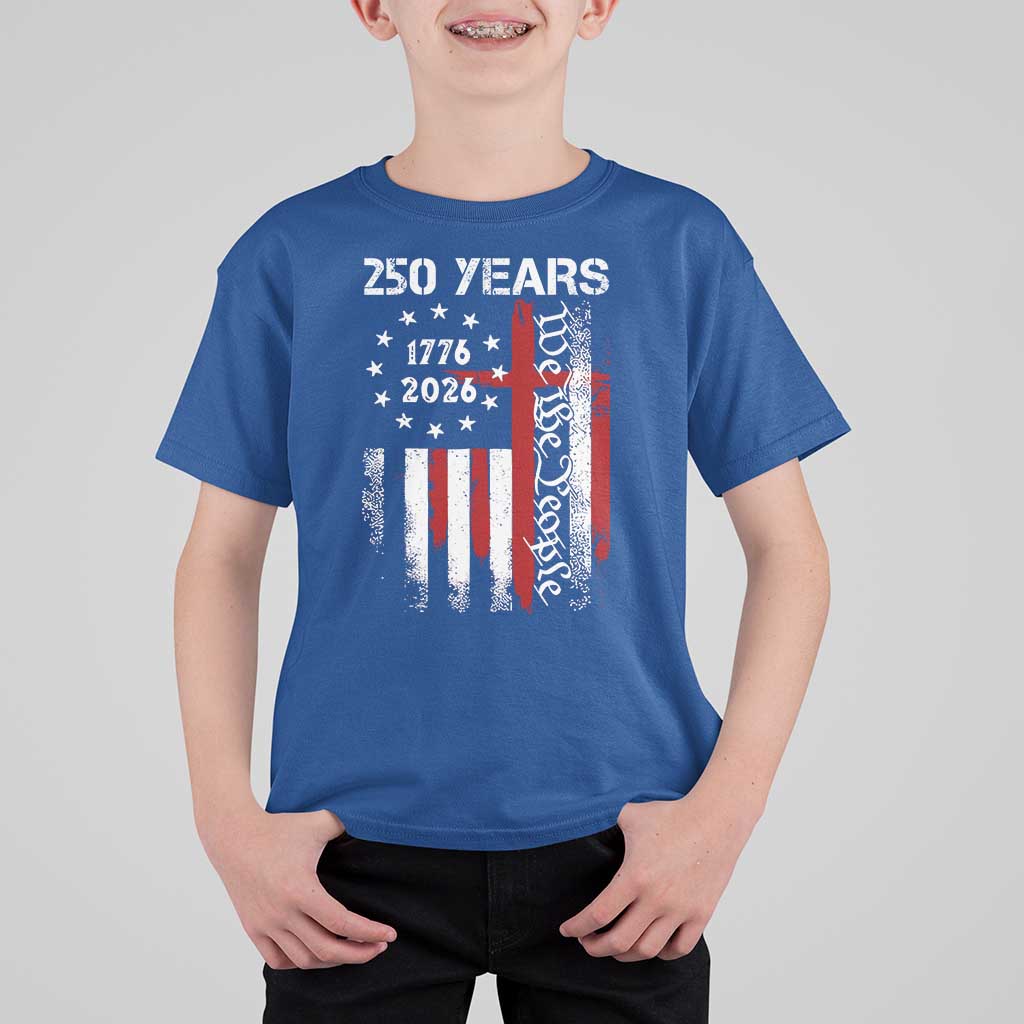 250 Years America Anniversary Christian USA Flag T Shirt For Kid