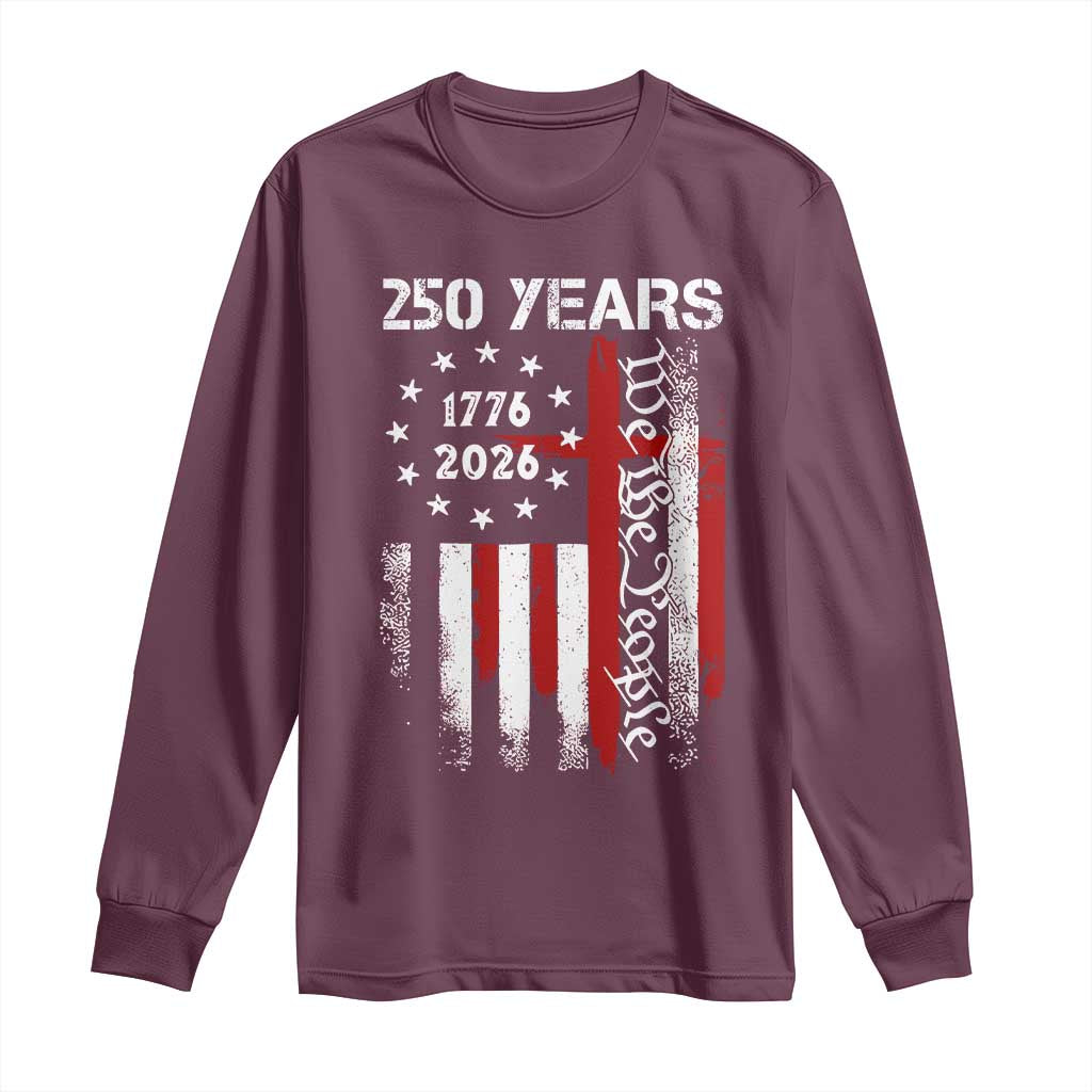250 Years America Anniversary Christian USA Flag Long Sleeve Shirt