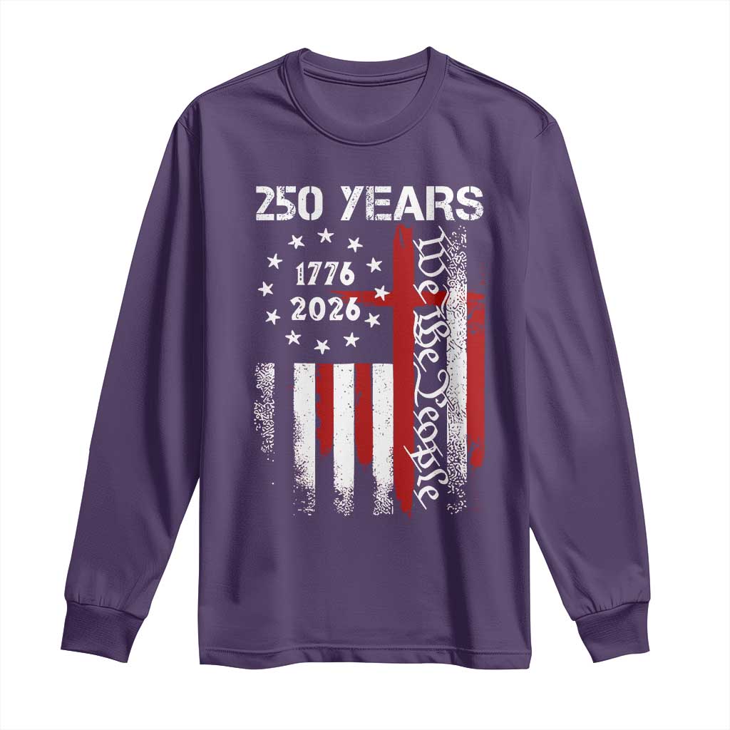 250 Years America Anniversary Christian USA Flag Long Sleeve Shirt