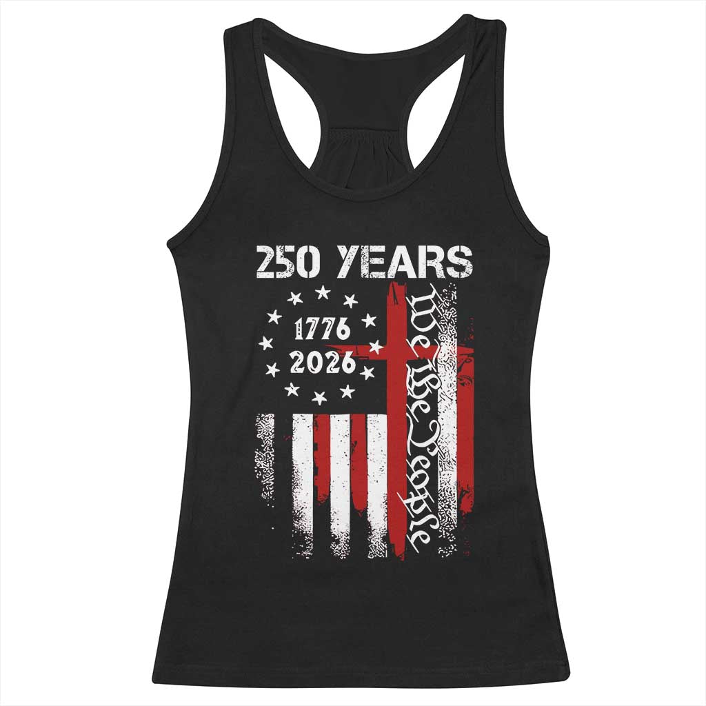 250 Years America Anniversary Christian USA Flag Racerback Tank Top