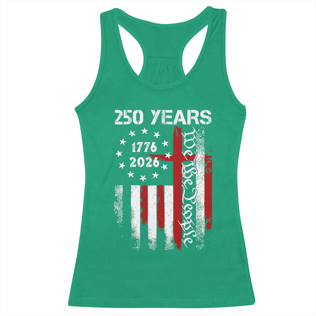 250 Years America Anniversary Christian USA Flag Racerback Tank Top