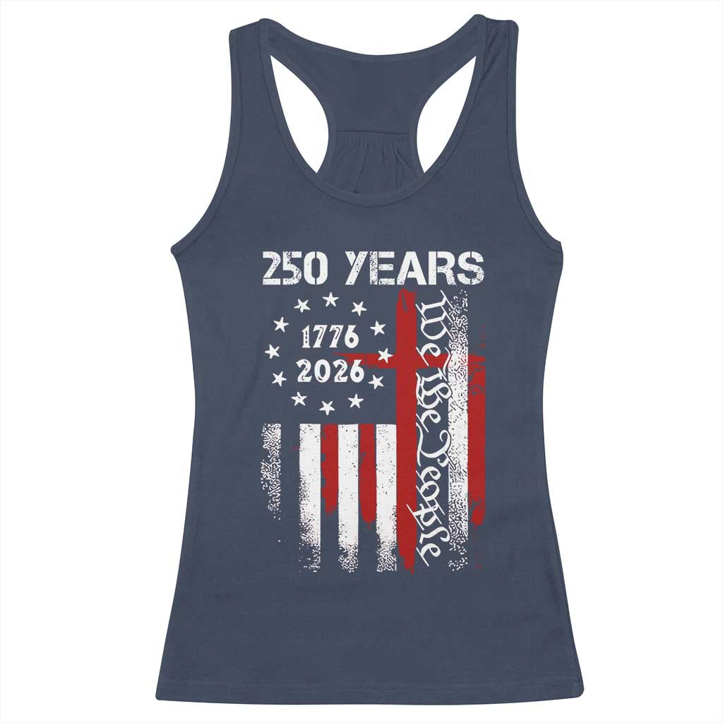 250 Years America Anniversary Christian USA Flag Racerback Tank Top