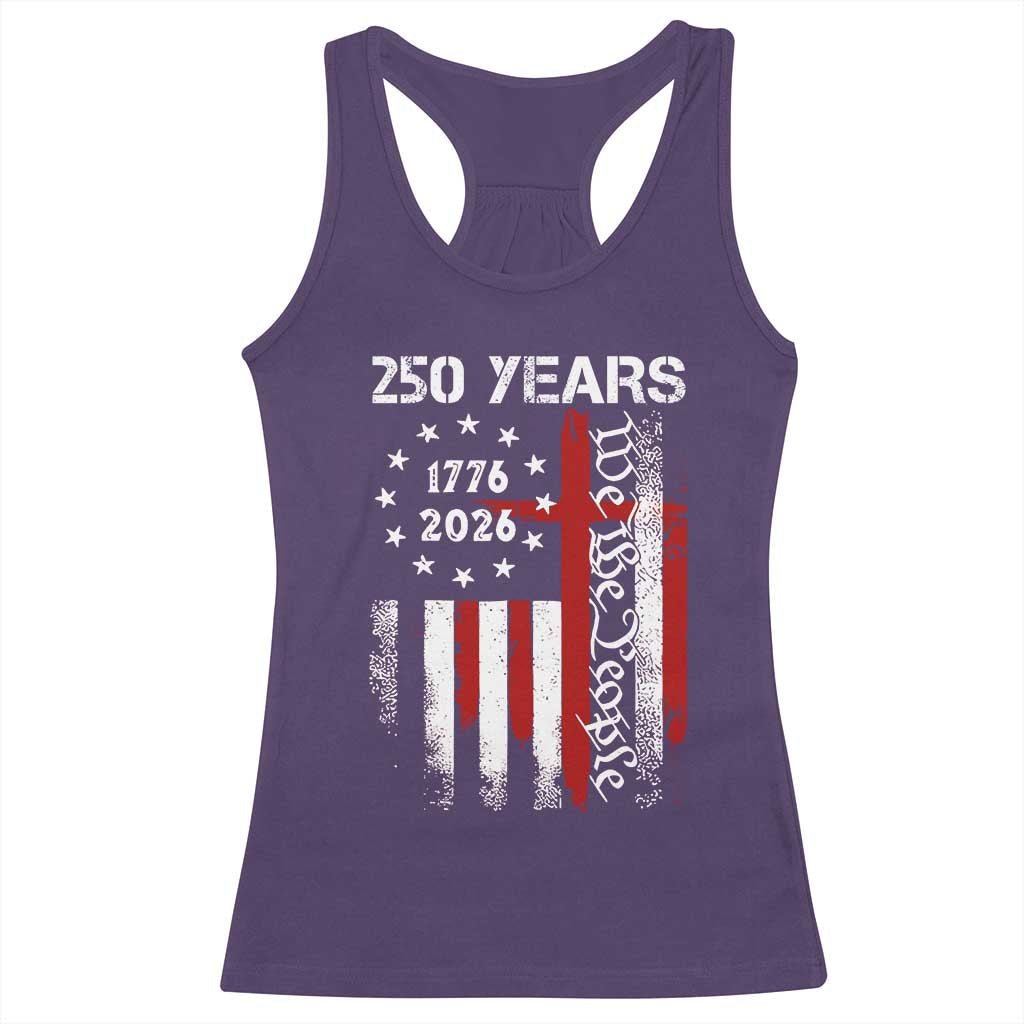 250 Years America Anniversary Christian USA Flag Racerback Tank Top