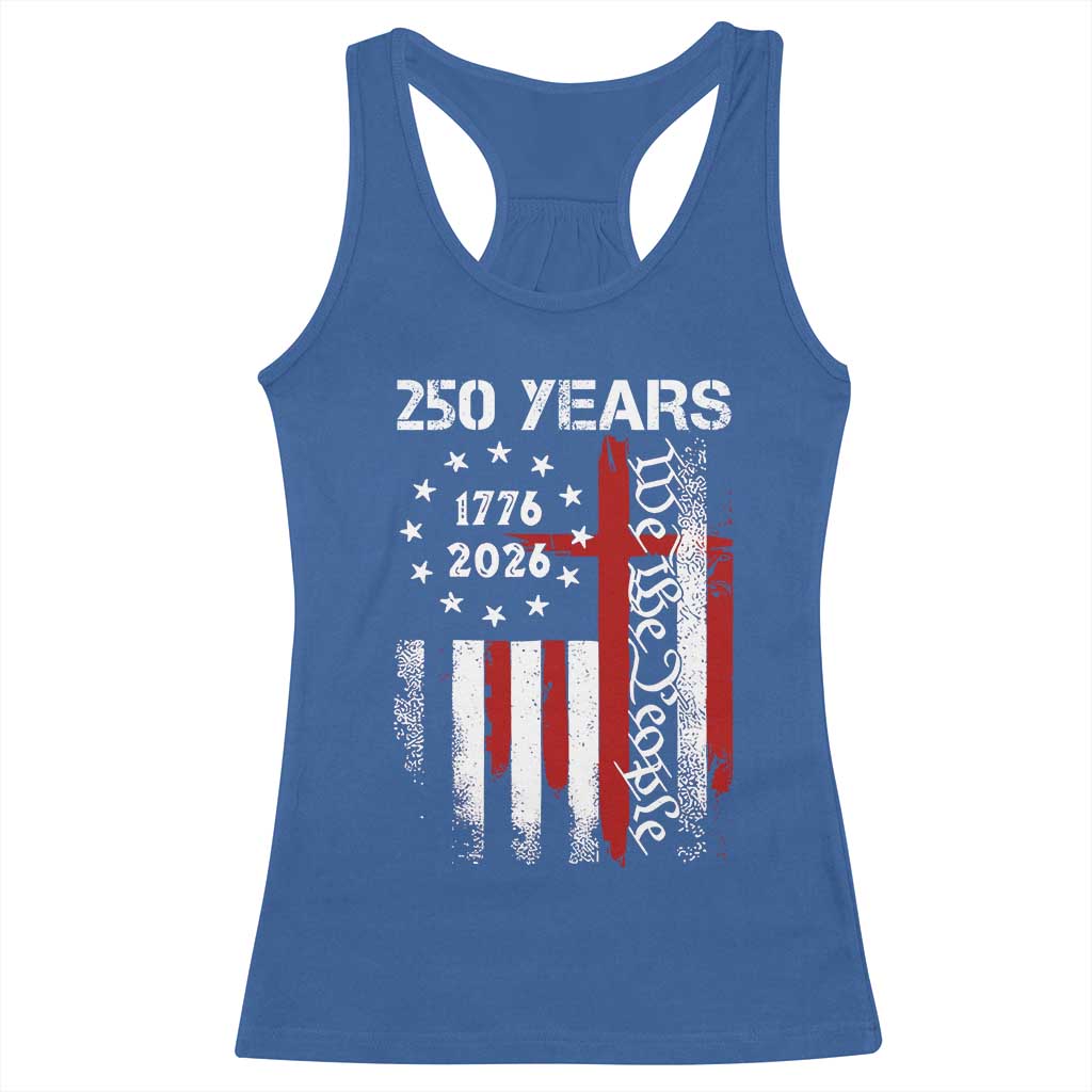 250 Years America Anniversary Christian USA Flag Racerback Tank Top