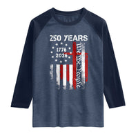 250 Years America Anniversary Christian USA Flag Raglan Shirt