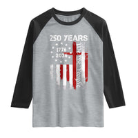 250 Years America Anniversary Christian USA Flag Raglan Shirt