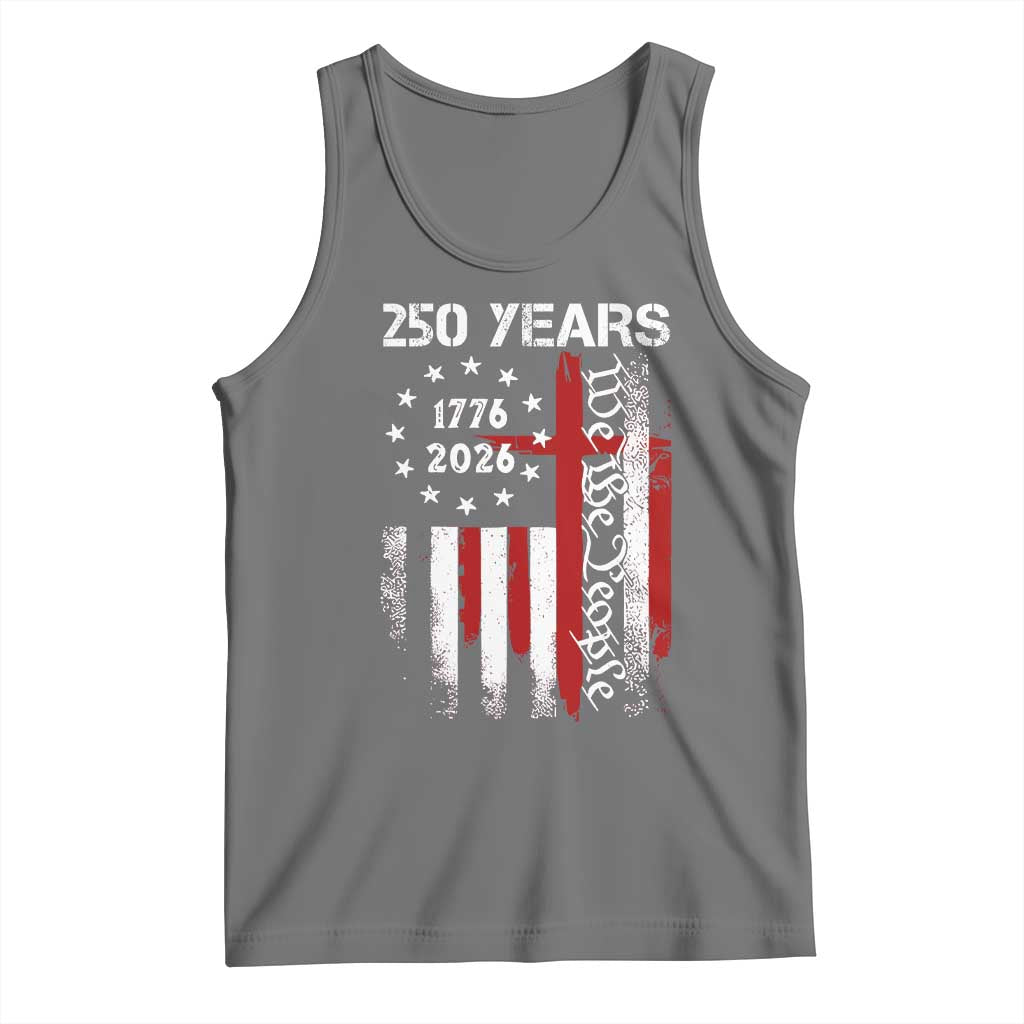 250 Years America Anniversary Christian USA Flag Tank Top