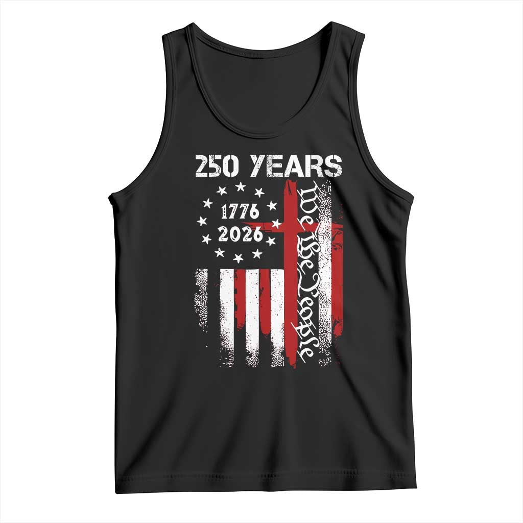 250 Years America Anniversary Christian USA Flag Tank Top