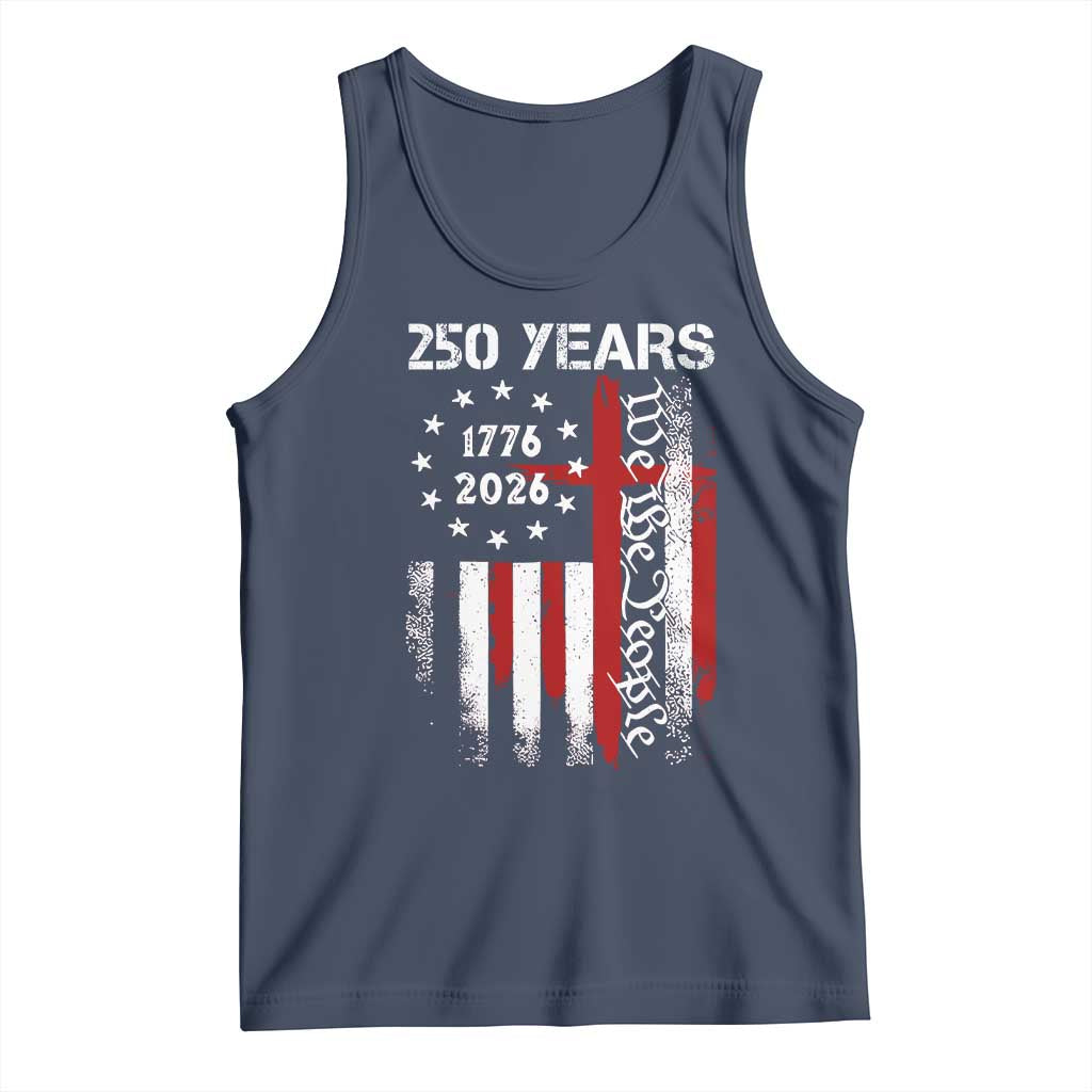 250 Years America Anniversary Christian USA Flag Tank Top