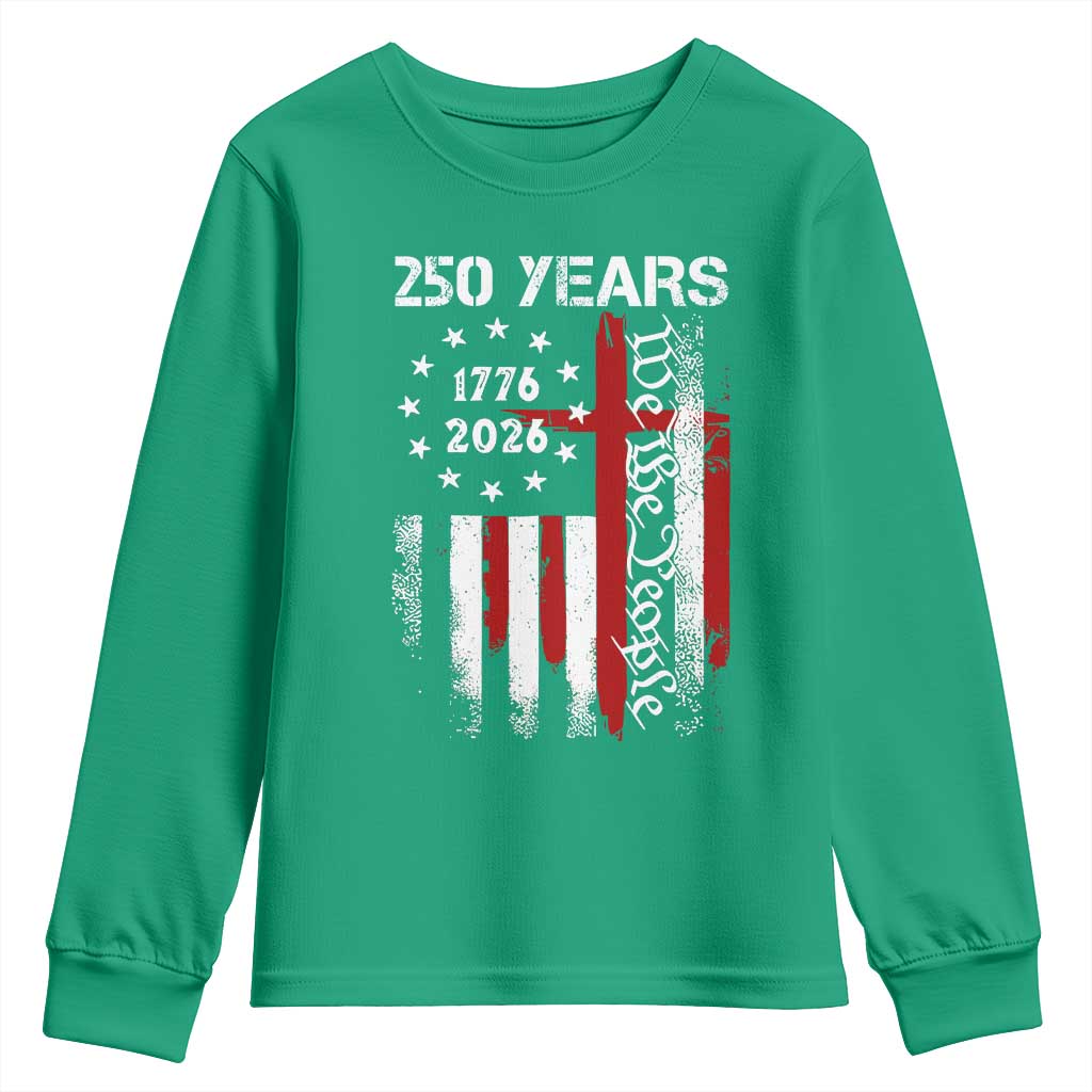 250 Years America Anniversary Christian USA Flag Youth Sweatshirt