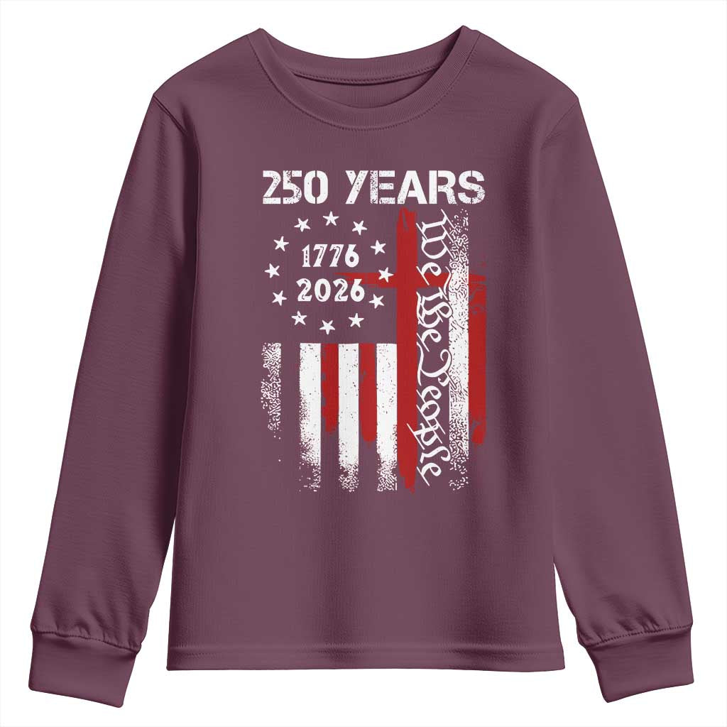250 Years America Anniversary Christian USA Flag Youth Sweatshirt