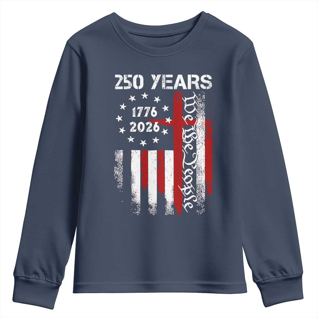 250 Years America Anniversary Christian USA Flag Youth Sweatshirt