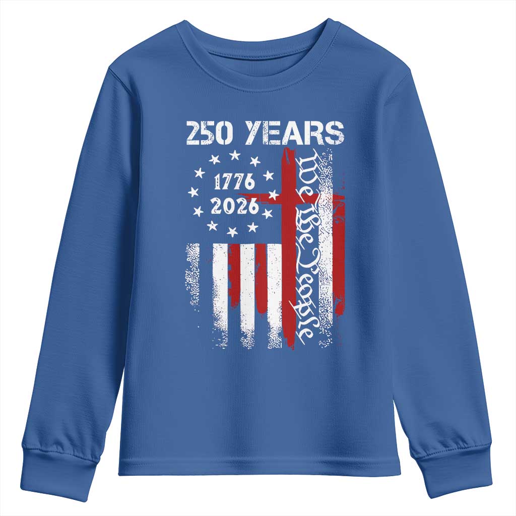 250 Years America Anniversary Christian USA Flag Youth Sweatshirt