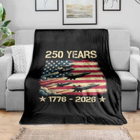 USA 250 Years 1776 2026 Patriotic Jets Trail American Flag Throw Blanket
