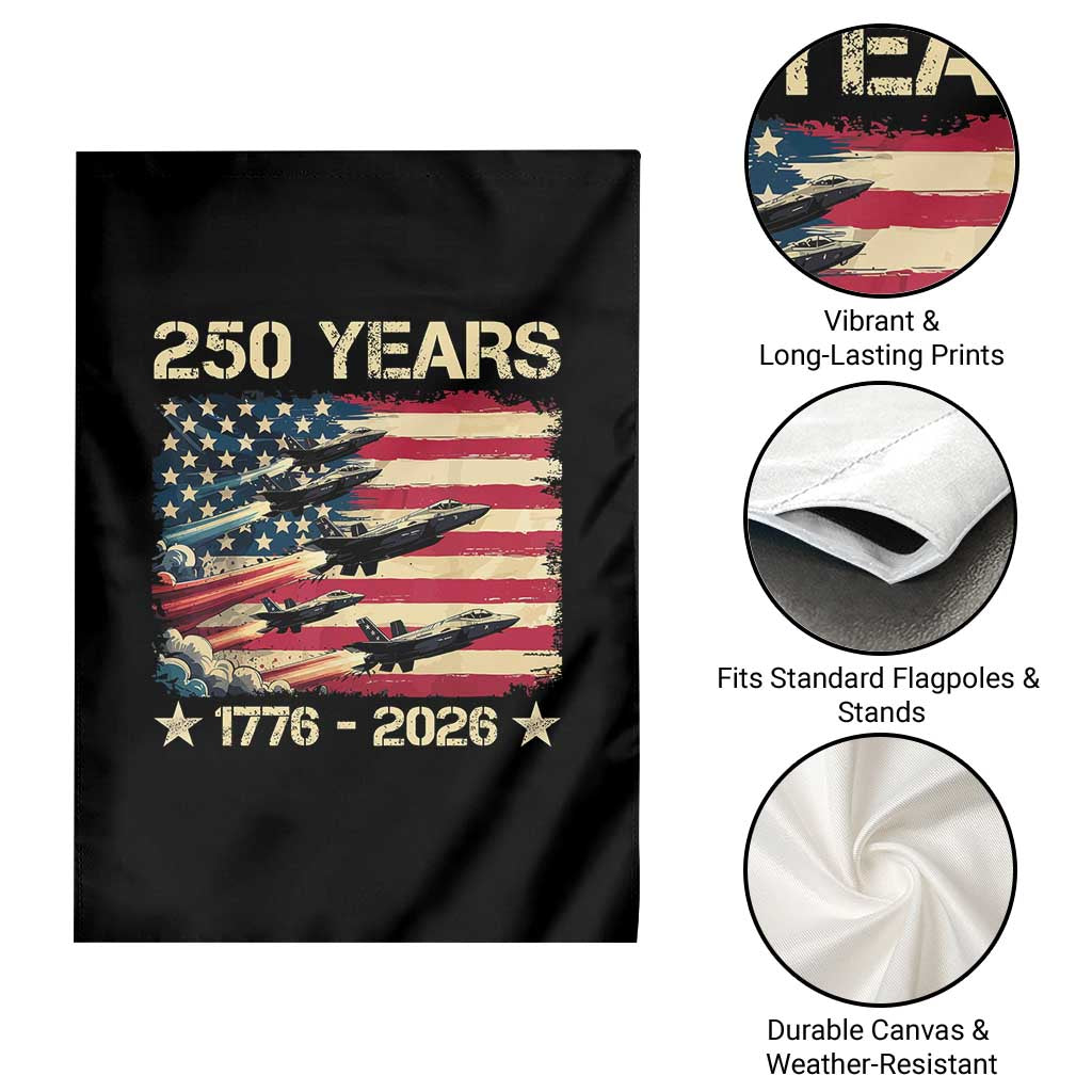 USA 250 Years 1776 2026 Patriotic Jets Trail American Flag Garden Flag