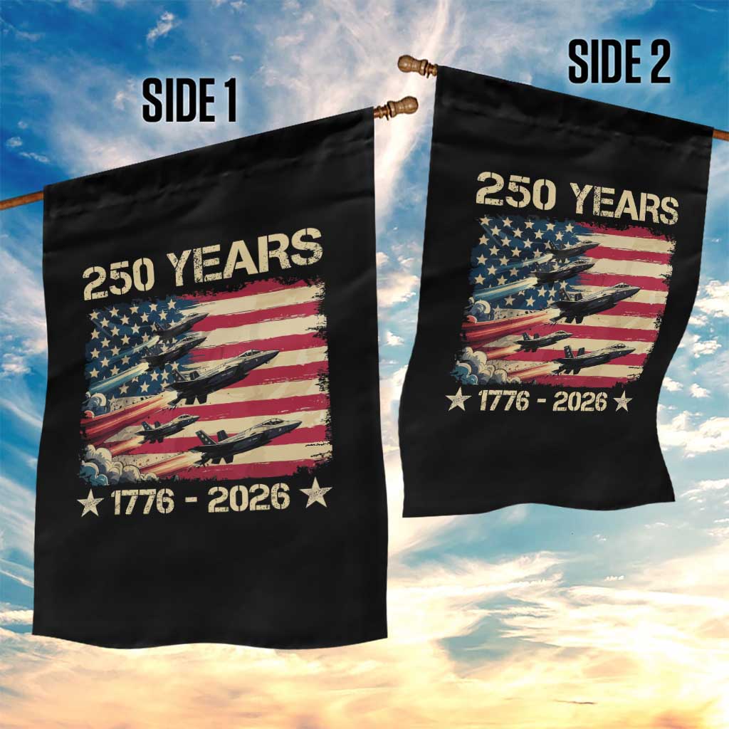 USA 250 Years 1776 2026 Patriotic Jets Trail American Flag Garden Flag