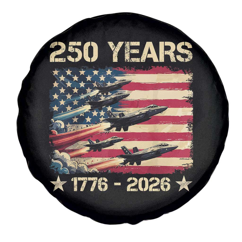 USA 250 Years 1776 2026 Patriotic Jets Trail American Flag Spare Tire Cover