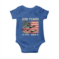 USA 250 Years 1776 2026 Patriotic Jets Trail American Flag Baby Onesie