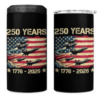 USA 250 Years 1776 2026 Patriotic Jets Trail American Flag 4 in 1 Can Cooler Tumbler