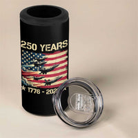 USA 250 Years 1776 2026 Patriotic Jets Trail American Flag 4 in 1 Can Cooler Tumbler