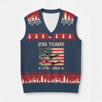 USA 250 Years 1776 2026 Patriotic Jets Trail American Flag V-Neck Knit Sweater Vest