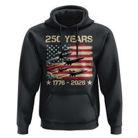 USA 250 Years 1776 2026 Patriotic Jets Trail American Flag Hoodie