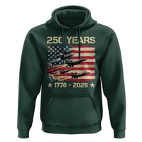 USA 250 Years 1776 2026 Patriotic Jets Trail American Flag Hoodie