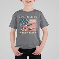 USA 250 Years 1776 2026 Patriotic Jets Trail American Flag T Shirt For Kid
