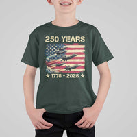 USA 250 Years 1776 2026 Patriotic Jets Trail American Flag T Shirt For Kid