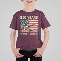 USA 250 Years 1776 2026 Patriotic Jets Trail American Flag T Shirt For Kid