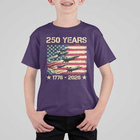 USA 250 Years 1776 2026 Patriotic Jets Trail American Flag T Shirt For Kid
