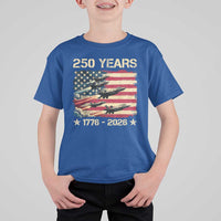USA 250 Years 1776 2026 Patriotic Jets Trail American Flag T Shirt For Kid