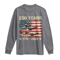 USA 250 Years 1776 2026 Patriotic Jets Trail American Flag Long Sleeve Shirt