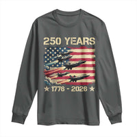 USA 250 Years 1776 2026 Patriotic Jets Trail American Flag Long Sleeve Shirt