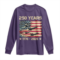 USA 250 Years 1776 2026 Patriotic Jets Trail American Flag Long Sleeve Shirt