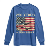 USA 250 Years 1776 2026 Patriotic Jets Trail American Flag Long Sleeve Shirt