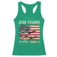 USA 250 Years 1776 2026 Patriotic Jets Trail American Flag Racerback Tank Top