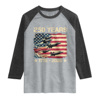 USA 250 Years 1776 2026 Patriotic Jets Trail American Flag Raglan Shirt