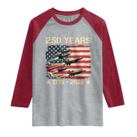 USA 250 Years 1776 2026 Patriotic Jets Trail American Flag Raglan Shirt