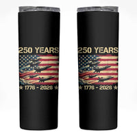 USA 250 Years 1776 2026 Patriotic Jets Trail American Flag Skinny Tumbler