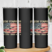 USA 250 Years 1776 2026 Patriotic Jets Trail American Flag Skinny Tumbler