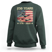 USA 250 Years 1776 2026 Patriotic Jets Trail American Flag Sweatshirt