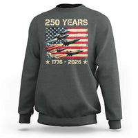 USA 250 Years 1776 2026 Patriotic Jets Trail American Flag Sweatshirt