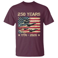 USA 250 Years 1776 2026 Patriotic Jets Trail American Flag T Shirt