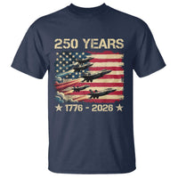 USA 250 Years 1776 2026 Patriotic Jets Trail American Flag T Shirt