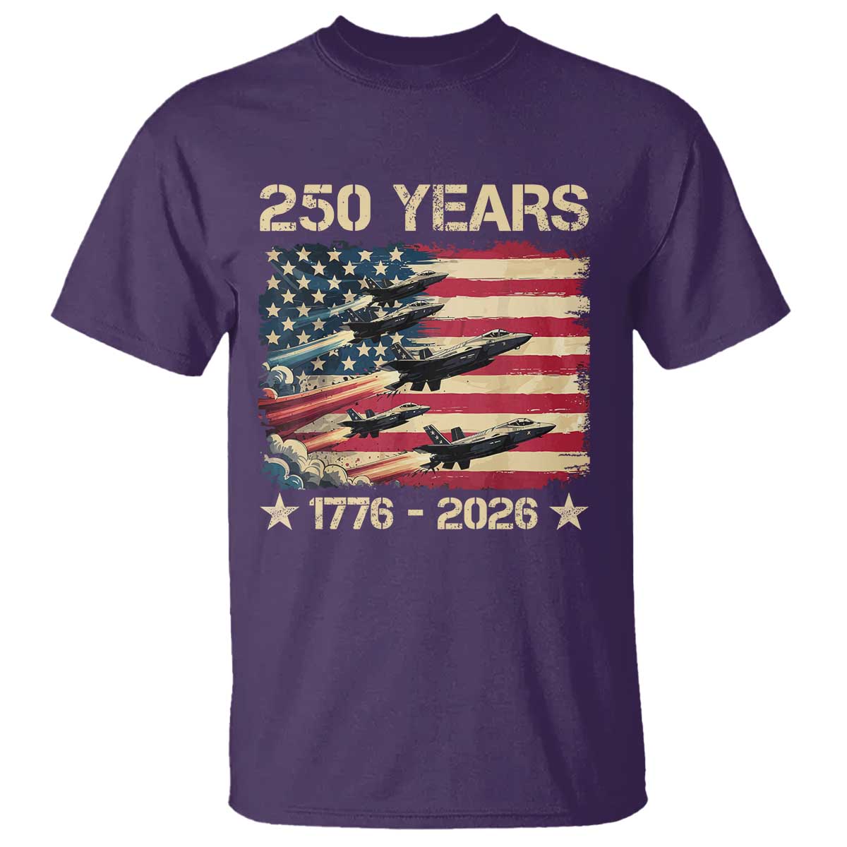 USA 250 Years 1776 2026 Patriotic Jets Trail American Flag T Shirt