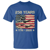 USA 250 Years 1776 2026 Patriotic Jets Trail American Flag T Shirt