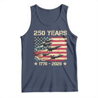 USA 250 Years 1776 2026 Patriotic Jets Trail American Flag Tank Top
